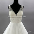 Fashion Style Deep V-Neck Bridal Gown Sexy Princess Beaded See Through Sleeveless wedding dress princess